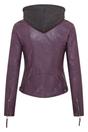 Purple Womens Hooded Biker Jacket - Brazz, Image 2 of 5