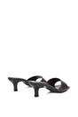 Black XY LONDON Black 'Pearl' Square Toe Stiletto Kitten Heel Mule Sandals, Image 4 of 6