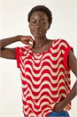 Red Wave Print Shell Top, Image 4 of 7