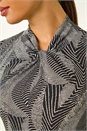 Black Abstract Print Twist Neck Top, Image 5 of 5