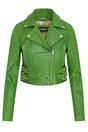 Green Cropped Brando Leather Biker Jacket, Image 2 of 6