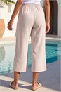 Stone Petite Linen Blend Wide Cropped Trousers, Image 3 of 4