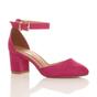 Fuchsia AJVANI Fuchsia Mid Block Heel Ankle Strap 2 Part Heels, Image 1 of 6