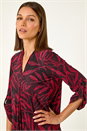 Red Leaf Print Pleated Top, Image 2 of 5