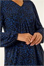 Navy  Abstract Print V-Neck Tunic Top, Image 5 of 5