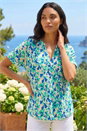 Green Abstract Print Stretch Tunic Top, Image 2 of 4