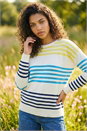 Blue Petite Stripe Knit Jumper, Image 2 of 4
