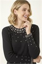 Black Embellished Neck Jumper, Image 1 of 6