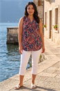 Red Curve Textured Leaf Print Vest Top, Image 2 of 4