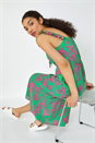 Green Floral Print Midi Sundress, Image 2 of 5