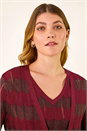 Red Shimmer Stitch Longline Knit Cardigan, Image 4 of 5