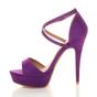 Purple High Heel Crossed Straps Platform Sandals, Image 3 of 6