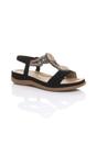 Black AJVANI Black Slingback Beaded T-Bar Sandals, Image 1 of 4