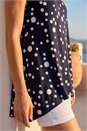 Navy  Spot Print Hanky Hem Stretch Top, Image 4 of 4