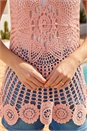 Light Pink Longline Crochet Knit Vest , Image 4 of 4