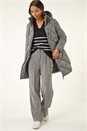 Grey Diamond Quilt Padded Coat, Image 2 of 6