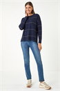 Midnight Blue Shimmer Detail Knit Jumper, Image 2 of 5