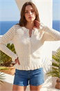 Ivory Petite Textured Frill Hem Knit Cardigan , Image 1 of 4