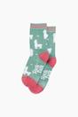 Mint Llama Floral Fluffy Bamboo Socks in Green, Image 3 of 4