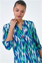 Blue Abstract Longline Button Detail Tunic Top, Image 4 of 5