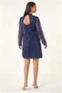 Navy Blue  Dusk All Over Fringe Shift Dress, Image 3 of 5