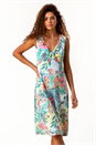 Green Burnout Tropical Print Stretch Dress, Image 1 of 5