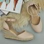 Natural AJVANI Natural Mid Wedge Heel Ankle Strap Espadrille Sandals, Image 4 of 6