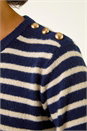 Navy  Stripe Buttoned Knit Jumper, Image 5 of 5