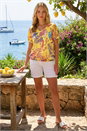Yellow Floral Print Bubble Hem Tee, Image 2 of 4