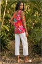 Red Tropical Print V-Neck Button Cami Top, Image 4 of 4