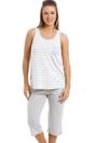 Light Grey Lightweight Striped Cropped Pyjama Set, Image 1 of 5