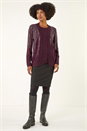 Burgundy Embellished Hotfix Layered Knit, Image 2 of 5