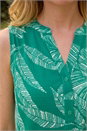 Green Floral Puff Print Stretch Vest Top, Image 4 of 4