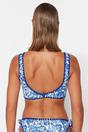 Multi Embroidered Tie Front Triangle Bikini Top, Image 4 of 4