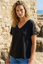 Black Cold Shoulder Button Top, Image 3 of 4