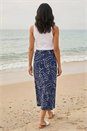 Navy  Paisley Daisy Print Stretch Skirt, Image 2 of 4