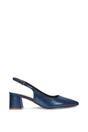 Navy XY London Navy 'Virelai' Shimmer Low Block Heels With Slingback, Image 1 of 6