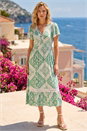 Mint Lace Detail V-Neck Midi Dress, Image 1 of 4