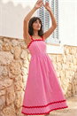 Pink Contrast Ric Rac Midi Dress, Image 2 of 4