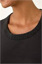 Black Beaded Neck T-Shirt, Image 5 of 5