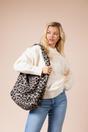 Beige Leopard Borg Hobo Bag In Beige, Image 1 of 4