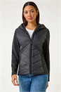 Black Contrast Hooded Padded Jacket, Image 6 of 8