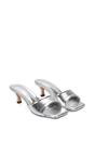 Silver XY LONDON Silver 'Pearl' Square Toe Stiletto Kitten Heel Mule Sandals, Image 3 of 6