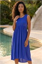 Blue Ribbed Stretch Midi Dress, Image 1 of 4