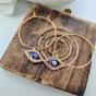Gold Large Evil Eye Zircon Dangle Hoop Earrings, Image 7 of 7