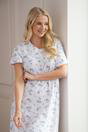 Blue Camille Lingerie Blue Lightweight 100% Cotton Short Sleeve Nightdress, Image 2 of 5