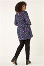 Navy  Curve Floral Print Stretch Top, Image 3 of 5
