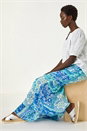 Light Blue Patchwork Shimmer Tiered Maxi Skirt, Image 2 of 5