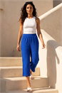Royal Blue Classic Crinkle Crop Trouser, Image 1 of 5