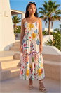 Ivory  Petite Print Strappy Button Front Dress, Image 1 of 4